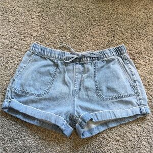 Volcom Light Blue Drawstring Denim Shorts